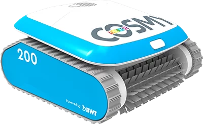 Blue BWT Cosmy swimming pool robot.